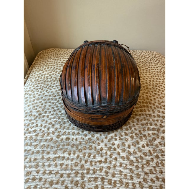 Mid 20th Century Vintage Mid-20th Century Beetle Bug Bamboo Chinese Tiffin Basket For Sale - Image 5 of 15