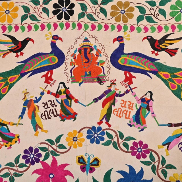 Vintage Hand Embroidered Gujarati Textile | Chairish
