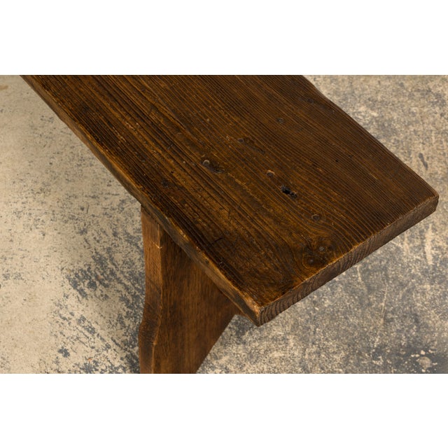 Late 19th Century French Provincial Rustic Pine Farmhouse Bench For Sale - Image 9 of 14
