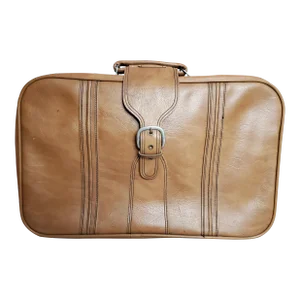 Mid 20th Century Brown Faux Leather Suitcase in the Style of Samsonite
