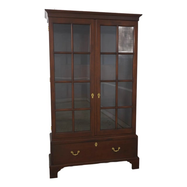 Stickley Colonial Williamsburg Mahogany Bookcase W. Wood Shelves For Sale