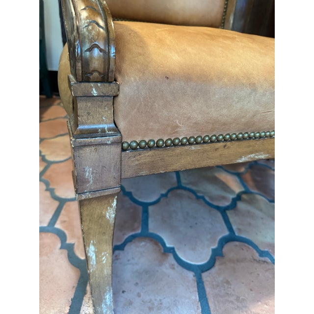 Camel Old Leather Chairs - A Pair For Sale - Image 8 of 12