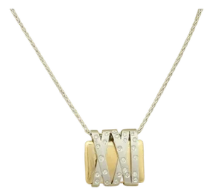 Koesis Italy Diamond Crossover 18k Two Tone Gold Pendant