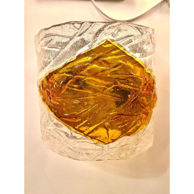 Murano Glass Wall Lights attributed to Mazzega, Italy, 1970, Set of 2 For Sale - Image 10 of 11