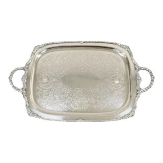 Mid 20th Century Rogers Bros. 1847 Heritage 9493 Large Silver Plated Serving Platter Tray For Sale