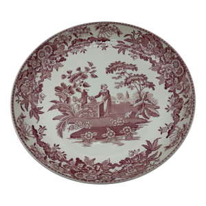 A Vintage Spode Red Transferware "Girl at the Well" 12" Pasta Bowl, Circa 1960's