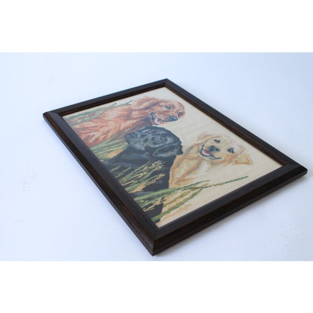 Farmhouse Vintage Framed Labrador & Retriever Hunting Dog Needlepoint For Sale - Image 3 of 9