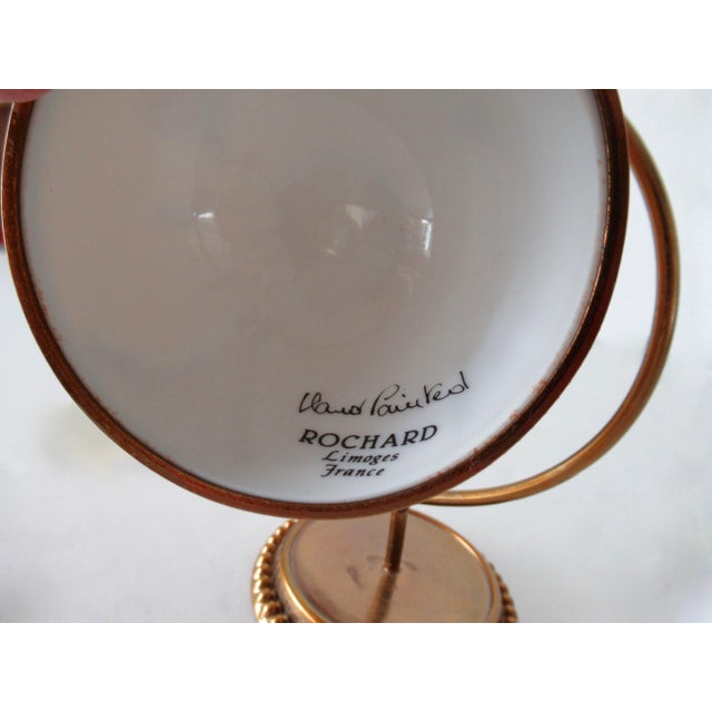 1990s C .1987 Rochard Limoges, France Hand-Painted "Globe," Trinket Box on Removable Stand For Sale - Image 5 of 7