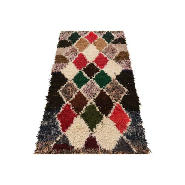 1950s Vintage Moroccan Runner Rug With Multicolor Diamond Patterns, From Rug & Kilim For Sale - Image 5 of 7