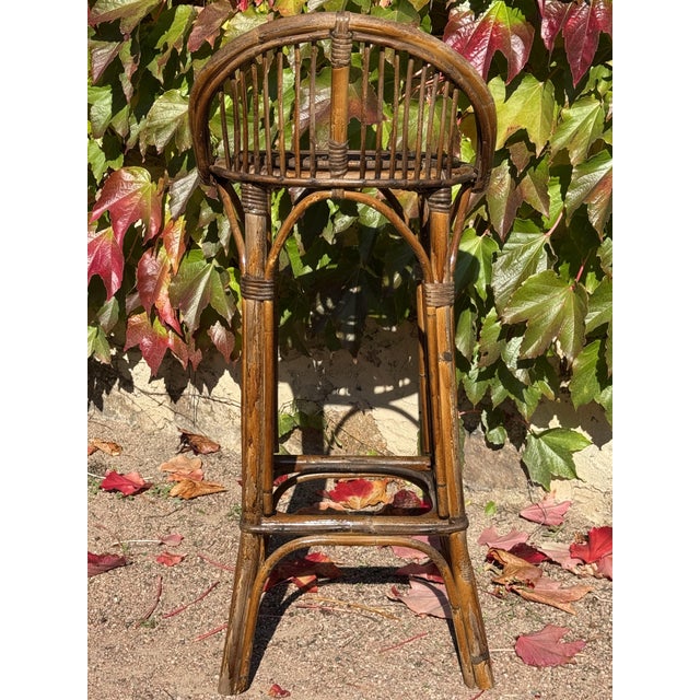 Wood Vintage Rattan Bar Stools, 1960s, Set of 2 For Sale - Image 7 of 9