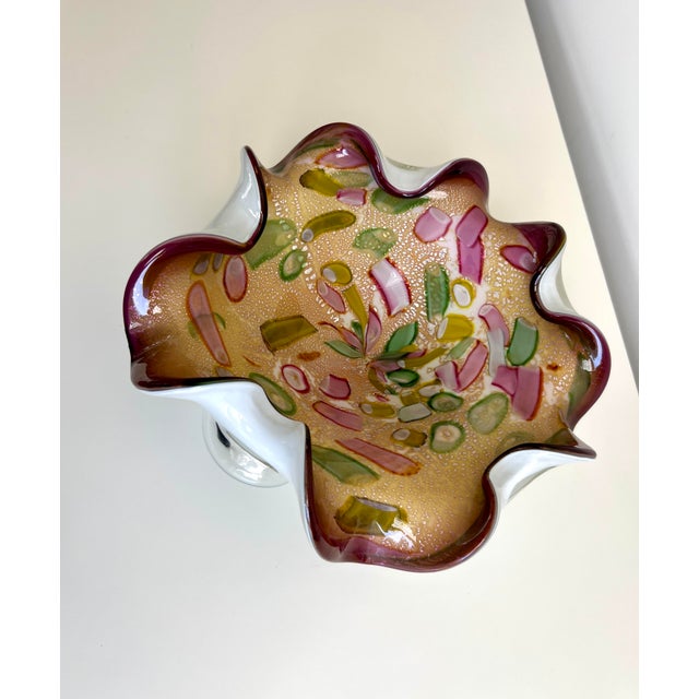 Vintage Mid-Century Modern Murano Art Glass Bowl, Dino Martens For Sale - Image 9 of 12