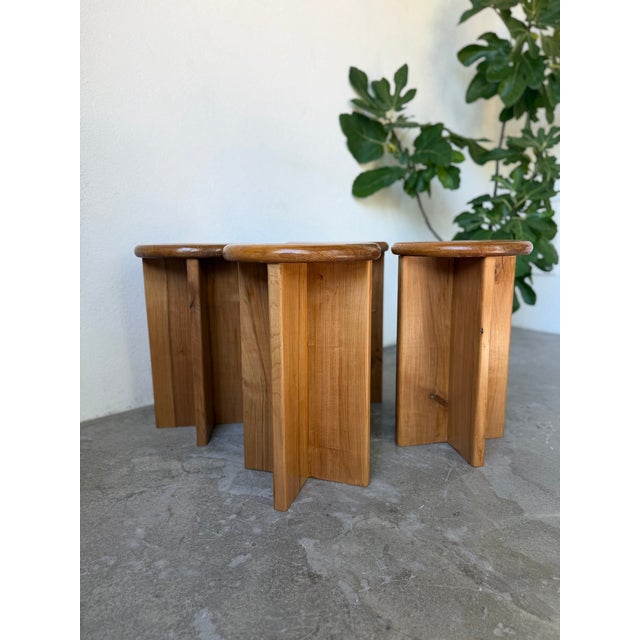 Vintage Oak Stools, 1950s, Set of 4 For Sale - Image 16 of 18