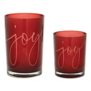 Joy Glass Votive Holder (Set of 2) For Sale