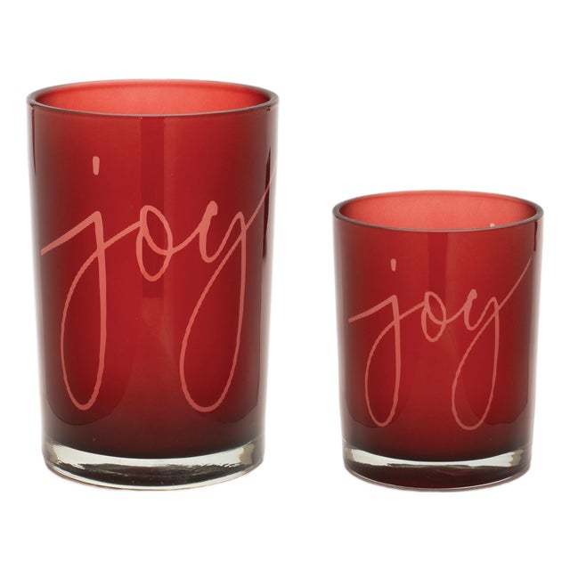 Joy Glass Votive Holder (Set of 2) For Sale