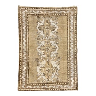 Vintage Turkish Rug 7x9 | Warm Earthy Palette With Large Geometric Medallions For Sale
