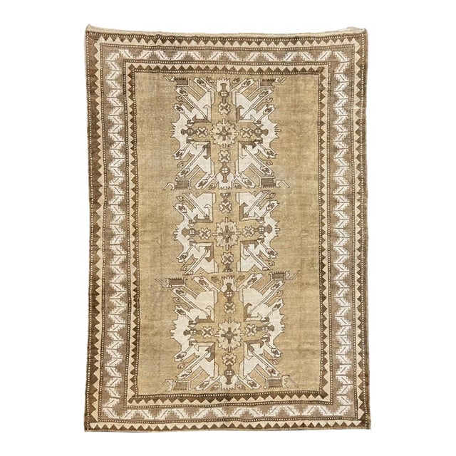 Vintage Turkish Rug 7x9 | Warm Earthy Palette With Large Geometric Medallions For Sale