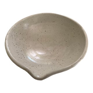 Vintage Hand Crafted Spouted Glazed Ceramic Bowl For Sale