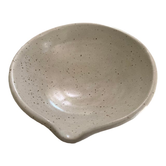 Vintage Hand Crafted Spouted Glazed Ceramic Bowl For Sale