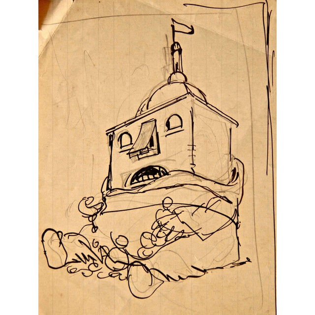 China ink and pencil drawing. Not signed. Good condition. This piece is attributed to the mentioned designer/maker. It has...