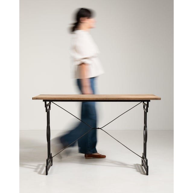 Cast Iron Bistro Table with Oak Top, Antique, France, 20th Century For Sale - Image 16 of 17