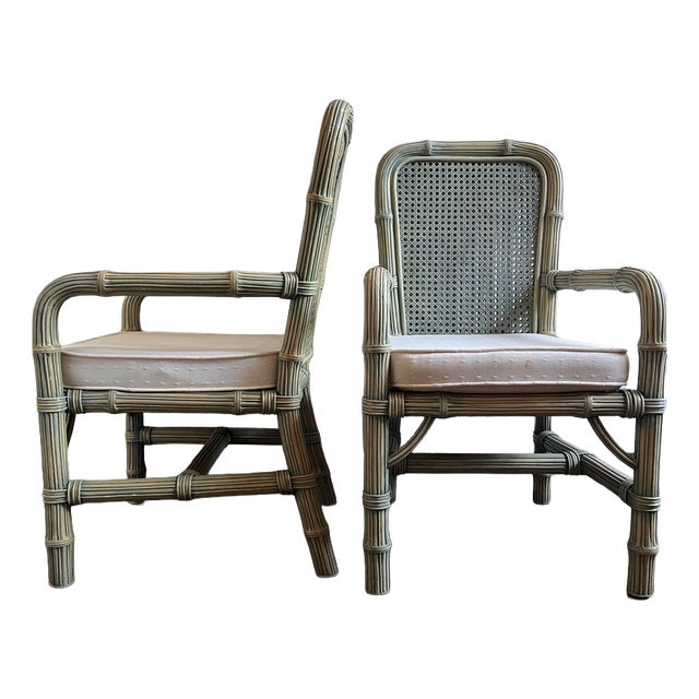 Vintage Faux Bamboo Dining Chairs, 1980s, Set of 2 For Sale