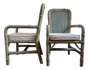 Vintage Faux Bamboo Dining Chairs, 1980s, Set of 2