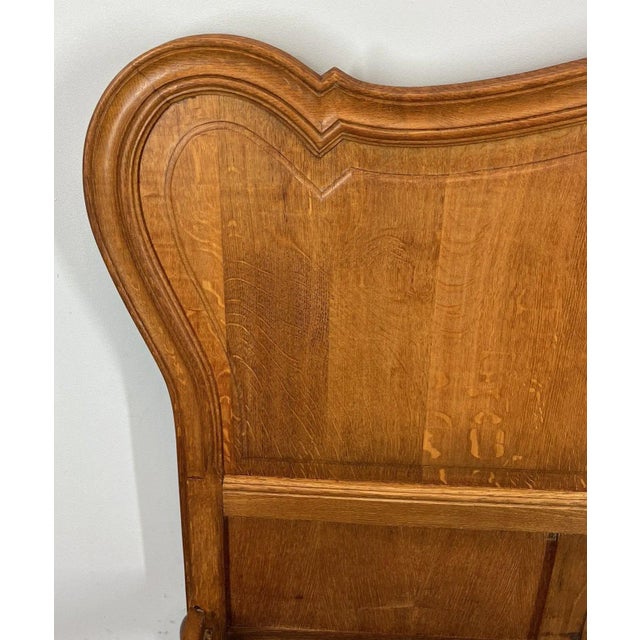 Wood Vintage French Louis XVI Style Double Carved Bed in Oak For Sale - Image 7 of 10