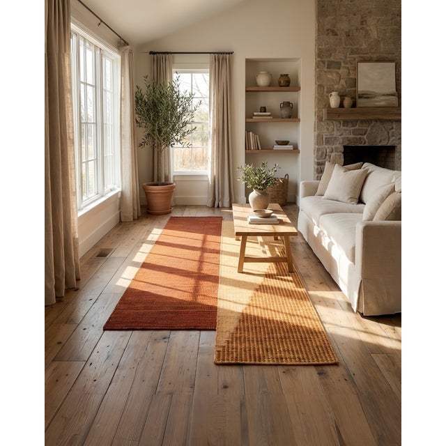 2020s Modern Hand Woven Rug 5' X 8' Orange For Sale - Image 4 of 15