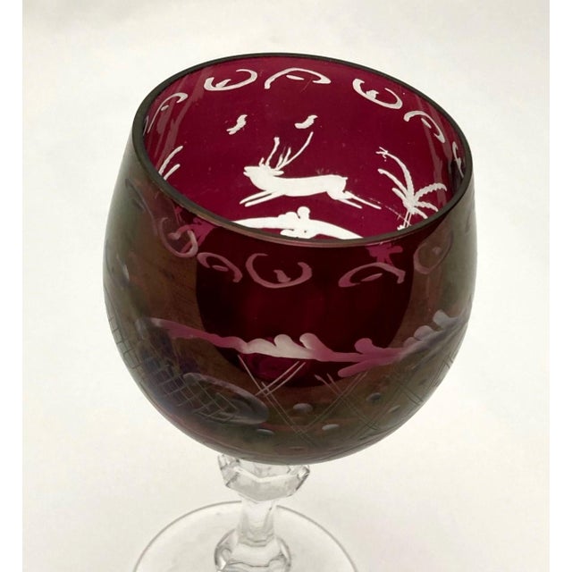 Vintage Lead Crystal Wine Glasses, 1920s, Set of 5 For Sale - Image 4 of 5