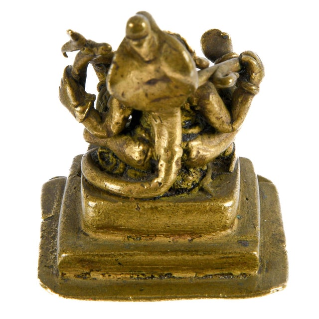 Antique Indian Brass Lord Ganesha Pilgrimage Shrine Figure, Circa 18th–19th Century For Sale - Image 4 of 6