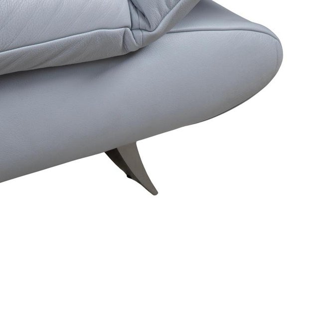 Animal Skin Leather Three-Seater Blue Ice Blue Manual Function Sofa by Koinor Rossini For Sale - Image 7 of 16