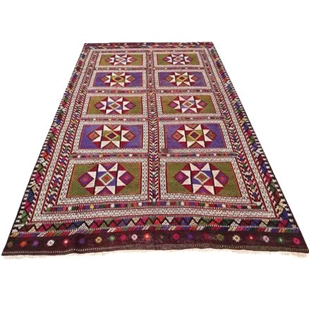 Vintage Turkish Kilim Rug - 5'10" x 10'5" For Sale