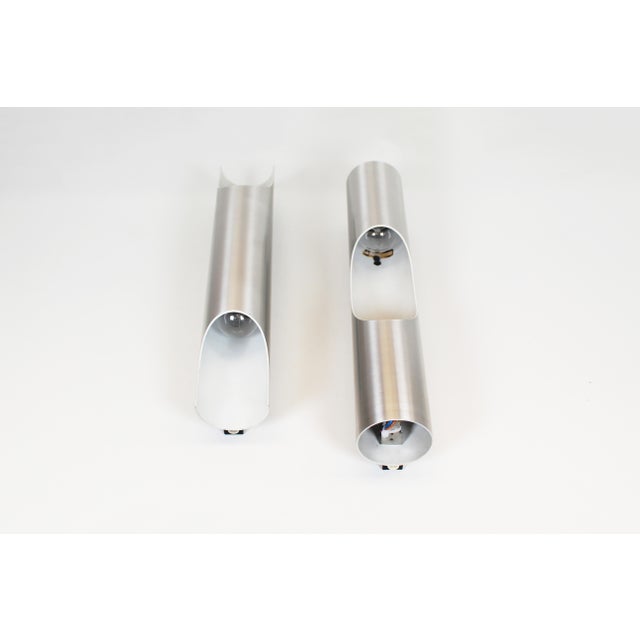Vintage Brushed Metal Fuga Wall Lamps from Raak Amsterdam, 1970s, Set of 2 For Sale - Image 3 of 9
