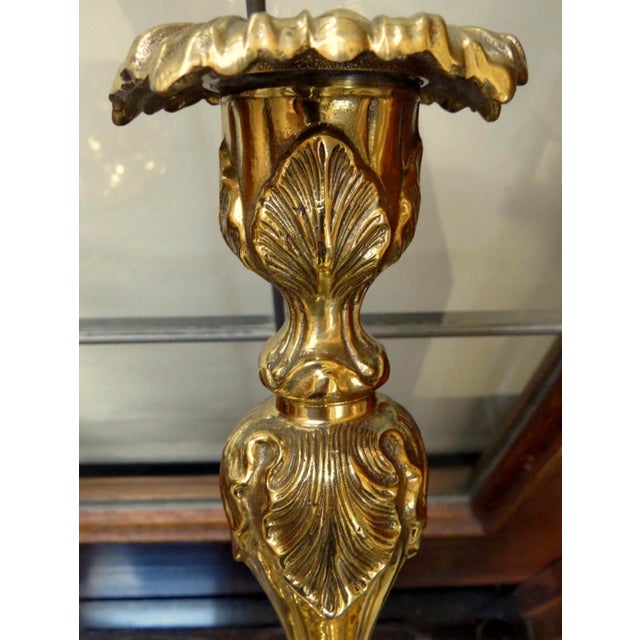 Gorgeous Set Brass Candle Holders For Sale - Image 9 of 11