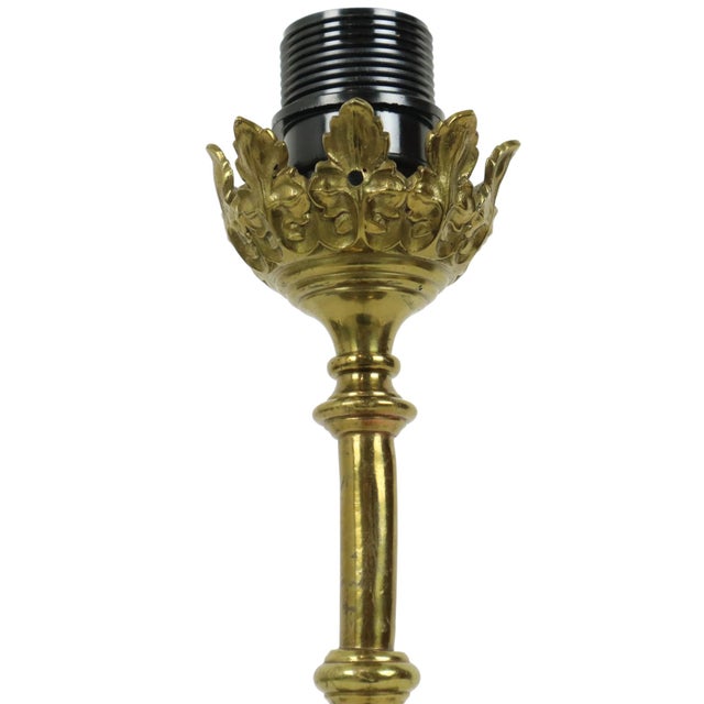 Metal Art Nouveau Style Floral Table Lamp in Brass, 1950s For Sale - Image 7 of 16