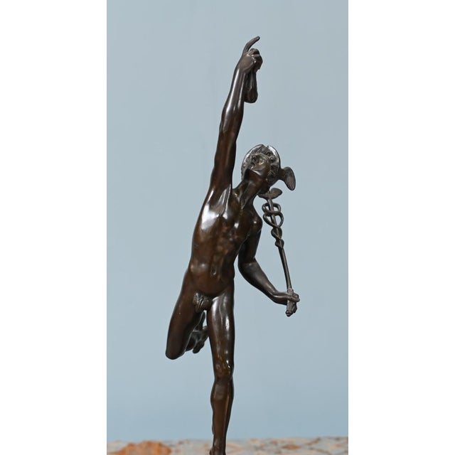 Italian Classical Victorian Bronze Statue of Nike and Mercury by Giambologna, 1880s, Set of 2 For Sale - Image 6 of 18