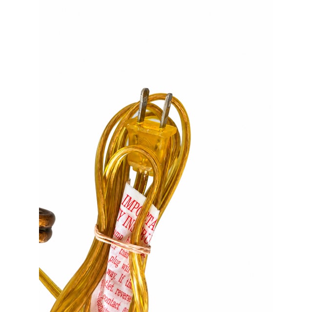 Ornate Gold-Tone Barley-Twist Buffet Lamp With Fringed Shade For Sale - Image 11 of 11
