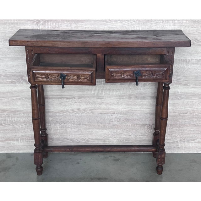 Early 20th Century Spanish Carved Console Table With Fluted Legs For Sale - Image 6 of 11