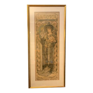 Early 20th Century Art Nouveau Poster in Wood Frame For Sale