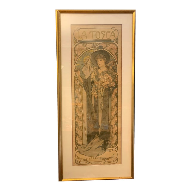 Early 20th Century Art Nouveau Poster in Wood Frame For Sale