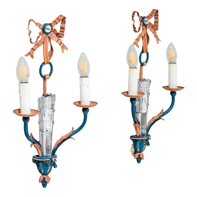 Wall Sconces with Ribbon Motif, 1990s, Set of 2 For Sale