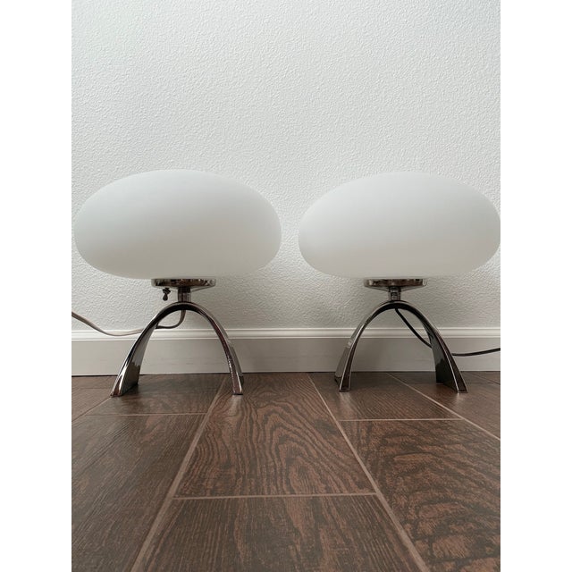 Pair Mid Century Modern Laurel Arch Chrome Lamp Bases WORK Mcm Vintage STUNNING bases. Tested and work great. Include...
