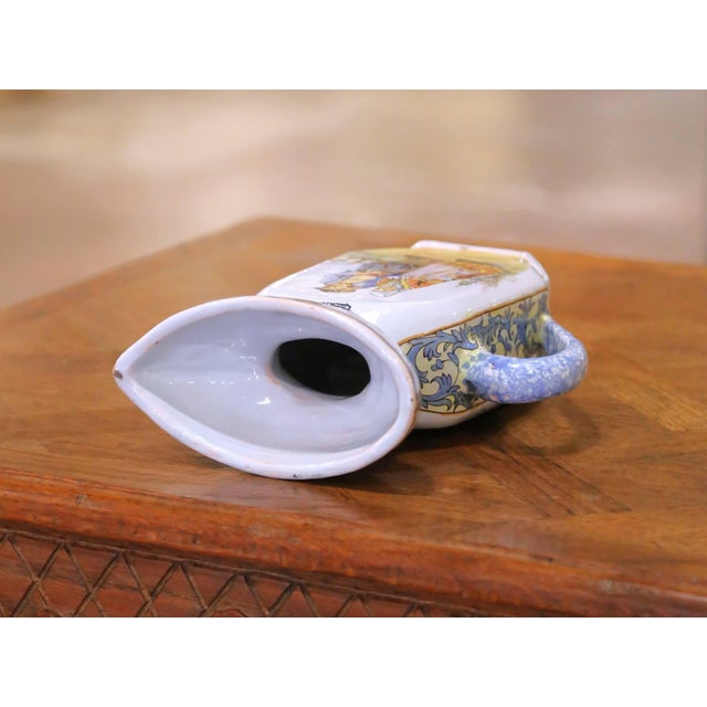 19th C. French Porquier-Beau Quimper Pitcher Vase With Coat of Arms & Bretons For Sale - Image 12 of 14