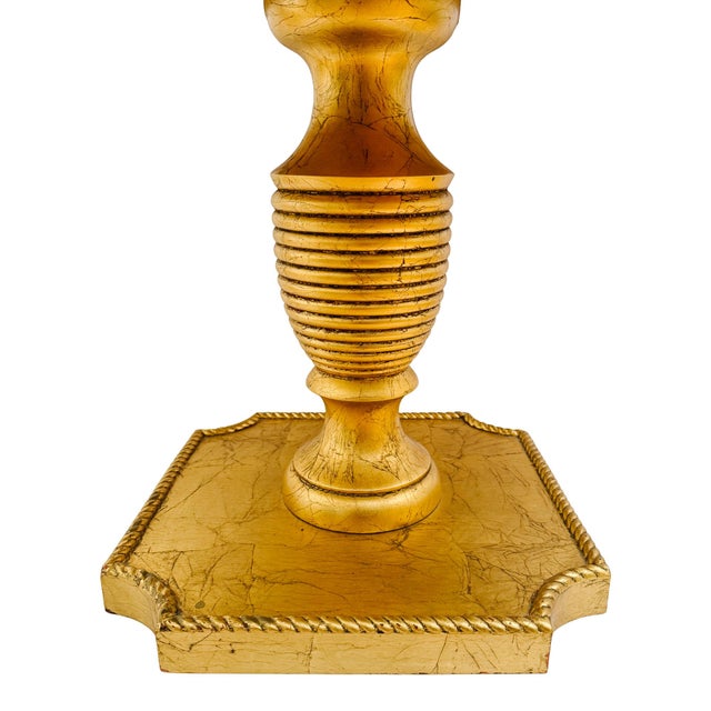 1960s 1960s Italian Giltwood Hollywood Regency Gilt Rope & Églomisé Pedestal Side Table For Sale - Image 5 of 8