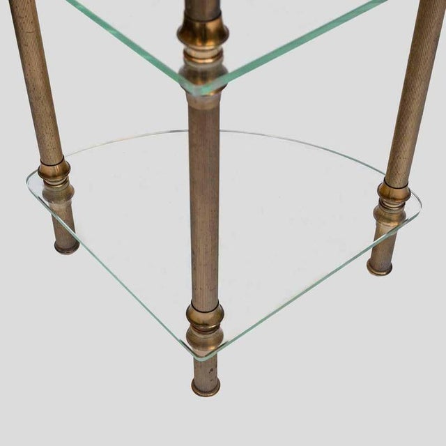Vintage Italian Three-Tier Glass and Brass Side Table, 1960s For Sale - Image 3 of 9