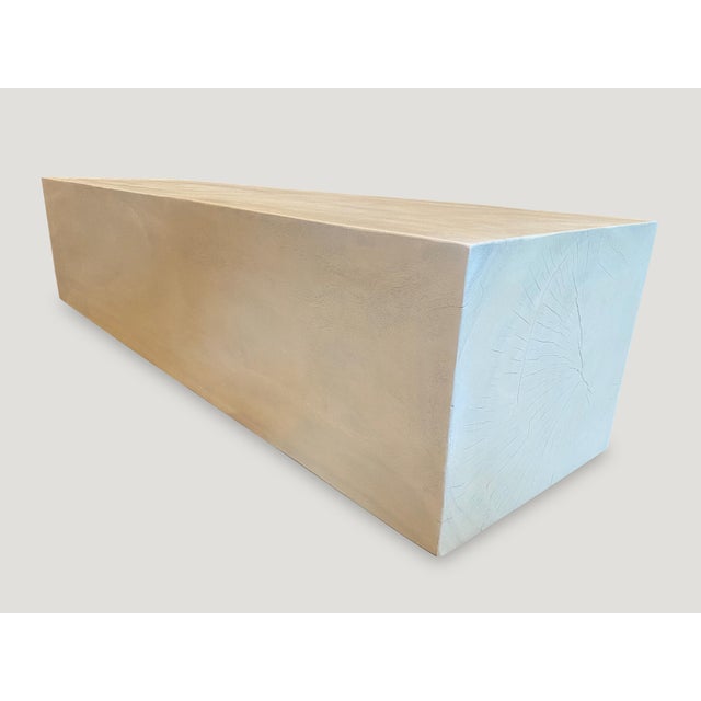 Andrianna Shamaris Minimalist Bleached Log Floating on Stainless Steel Cylinders For Sale - Image 9 of 18