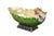 Exquisite large antique Italian Majolica centerpiece monteith bowl / compote featuring a banana leaf design with floral...