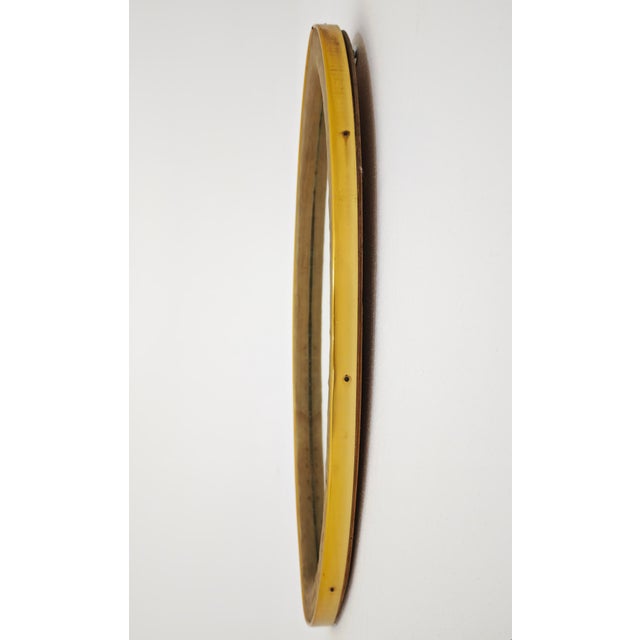 Mid-Century Modern Mid-Century Modern Oval Wall Mirror in Brass and Velvet, 1960s For Sale - Image 3 of 10