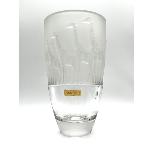 Modern Large Frosted Lead Crystal Vase with Giraffes from Nachtmann, 1990s For Sale - Image 3 of 14