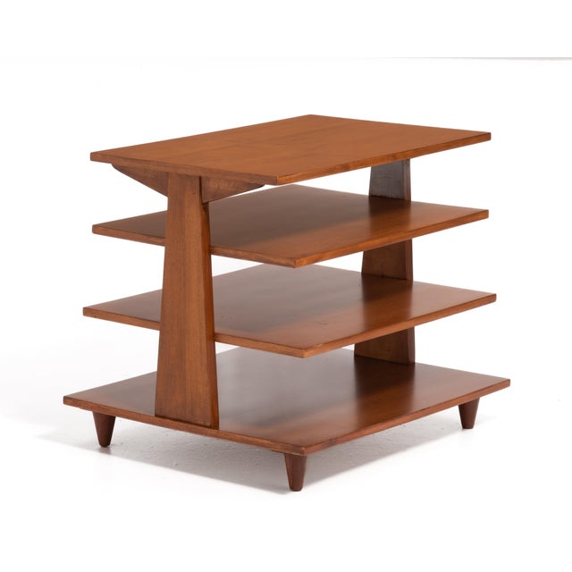 Wood Mid Century Magazine Tree Table After Edward Wormley for Dunbar Four Shelves Unmarked For Sale - Image 7 of 12